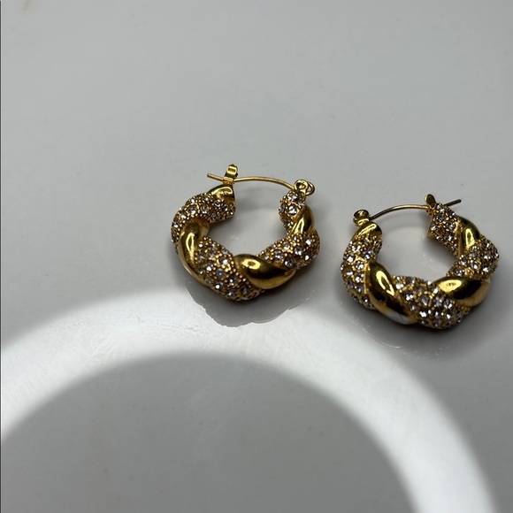 Elegant Gold and Silver Hoop Earrings - Picture 2 of 5